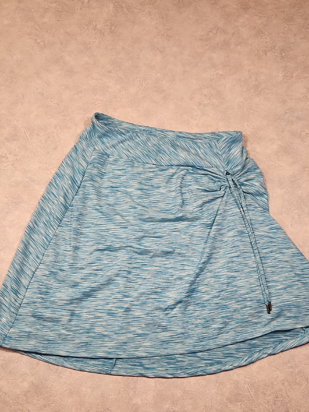Women's Light Blue Heather Skater Skirt with Side Drawstring